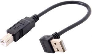 CY Down Angled 90 Degree USB 2.0 Male to B Type Male Cable for Printer Scanner Hard Disk 20cm