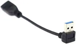 KAIBOXIXI Down Angled USB 3.0 Type-A Male to USB 3.0 Type-A Female Extension Cable 20cm 5Gbps 90 Degree