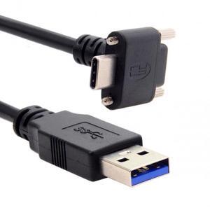 5m Locking USB 3.0 Cable - Micro-B To Type-A, 90-Degree Angle, 5Gbps Data, For VR & Cameras