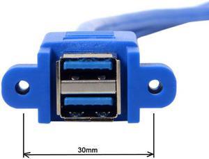 CYSM Stackable USB 3.0 Female Panel Type to Motherboard 20Pin Header Cable Dual Ports 50cm