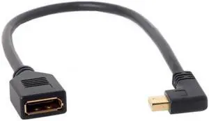 KAIBOXIXI Left Angled Mini DP DisplayPort 90 Degree to DisplayPort  Female Cable for Displays Monitors