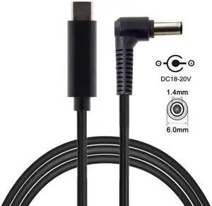CYSM Type C USB-C Input to DC 6.0*1.4mm Power PD Charge Cable for Fujitsu Sony Laptop Notebook