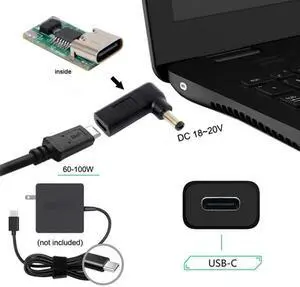 Chenyang Cable USB 3.1 Type C USB-C to DC 20V 5.5 2.1mm Adapter PD Emulator Trigger 90 Degree Angled