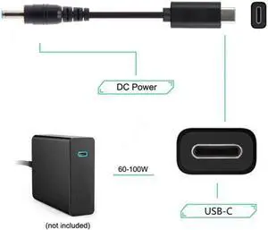 KAIBOXIXI Type C USB-C Input to DC 4.5*3.0mm Power PD Charge Cable for Laptop 18-20V