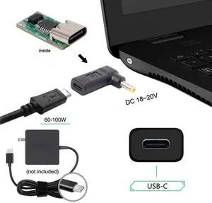 Chenyang Cable USB 3.1 Type C USB-C to DC 19V 5.0*1.0mm Adapter PD Emulator Trigger 90 Degree Angled Yellow