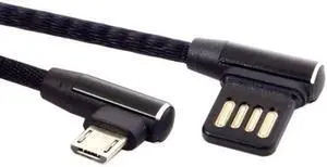 CYSM Micro USB 5Pin to Left Right Angled 90 Degree USB 2.0 Data Cable with Sleeve for Tablet & Phone 15cm
