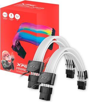 XPG Prime ARGB 8-Pin (6+2) VGA Extension Cable (ARGBEXCABLE-VGA-BKCWW) 8.7in Cable w/ optical Fiber Sleeving | Rig Lighting Kit