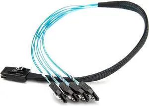 Rocstor 20in/50cm Serial Attached SCSI SAS Cable-SFF-8087 to 4x SATA Latching