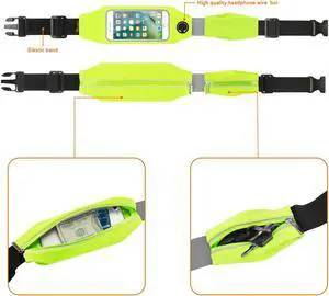 REIKO RUNNING SPORT BELT FOR IPHONE 7/ 6/ 6S OR 5 INCHES DEVICE WITH TWO POCKETS IN GREEN (5x5 INCHES)