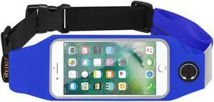 REIKO RUNNING SPORT BELT FOR IPHONE 7/ 6/ 6S OR 5 INCHES DEVICE WITH TWO POCKETS IN BLUE (5x5 INCHES)