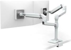 Ergotron 45-502-216 Lx Dual Stacking Arm - Desk Mount For 2 Lcd Displays - Aluminum, Steel - White - Screen Size: Up To 24 Inch