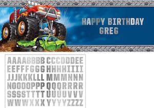 Creative Converting Monster Truck Large Banner, 1 ct, Multicolor, 60" x 20"