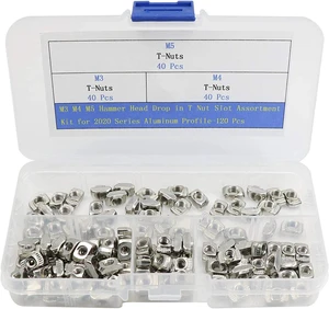 2020 Series T Nuts M3/ M4/ M5 T Slot Nut Hammer Head Fastener Nut Assortment Kit for Aluminum Profile-120 Pieces 2020 Series T Nuts M3/ M4/ M5 T Slot Nut Hammer Head Fastener Nut Assortment Kit for Aluminum Profile-120 Pieces