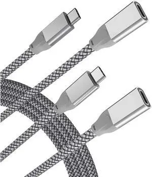 Usb Type C Extension Cable 6.6Ft 2-Pack,Usb-C 3.1 Gen2 10Gbps Female To Usbc Male Extended Adapter,Thunderbolt 3 Compatible Extender Cord For Nintendo Switch,Macbook Pro, Go,Oculus Quest Link