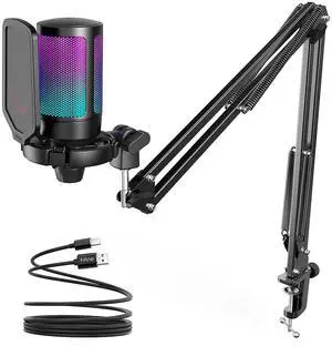 Usb Gaming Microphone Kit, Plug & Play For Pc, Ps4 5, 192 Khz Condenser Cardioid Microphone Set With Mute Button, Volume Gain, Rgb, Arm Stand, For Streaming, Discord, Twitch, Video, Youtube-A6T Usb Gaming Microphone Kit, Plug & Play For Pc, Ps4 5, 192 Khz Condenser Cardioid Microphone Set With Mute Button, Volume Gain, Rgb, Arm Stand, For Streaming, Discord, Twitch, Video, Youtube-A6T