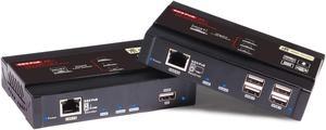 4K Hdmi Kvm Usb Extender,Kvm Over Ip Support Gigabit Poe Network Switch Up To 383Ft Cat6 To Hdmi Receiver,4K@30Hz Usb 2.0 Low Lantency For Edid Jpeg2000 Extender( Transmitter And Receiver)(Grey)