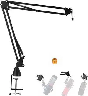 Quadcast Boom Arm - Adjustable Heavy Duty Suspension Mic Stand With Upgraded Desk Clamp Compatible With Hyperx Quadcast S Rgb Usb Condenser Mic And Hyperx Solocast Usb Condenser Gaming Microphone