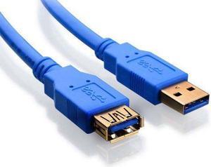 2 Pack Gold Plated Blue 6Ft 6Feet USB 3.0 A Male to Female Extension Cable Cord