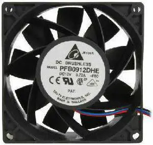 Delta PFB0912DHE-F00 92x38mm Extreme Hi Fan,3 Bare Wires