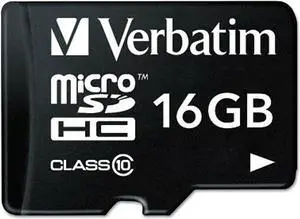 Verbatim microSDHC Card w/Adapter Class 10 16GB 44082 Verbatim microSDHC Card w/Adapter Class 10 16GB 44082