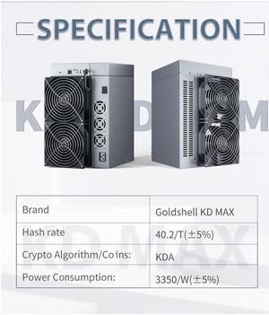 Gold shell KD Max 40.2Th/s Hashrate 3350W Power Kadena Miner withPower Cord