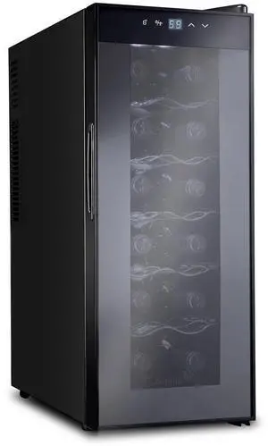 Ivation 12 Bottle Thermoelectric Red And White Wine Cooler/Chiller Counter Top Wine Cellar with Digital Temperature Display, Freestanding Refrigerator Smoked Glass Door Quiet Operation Fridge