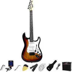 LyxPro Full Size Electric Guitar with 20w Amp, Package Includes All Accessories, Digital Tuner, Strings, Picks, Tremolo Bar, Shoulder Strap, and Case Bag Complete Beginner Starter kit Pack