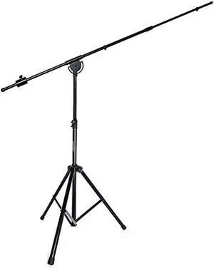 LyxPro SMT-1 Professional Microphone Stand Heavy Duty 90” Studio Overhead Boom Stand with Rolling Casters, 87” Extra Long Telescoping Arm Mount, Foldable Tripod Legs & Adjustable Counterweight