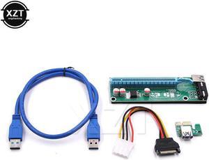 est PCI-Express PCI-E 1X to 16X Riser Card Adapter PCIE Extender + USB3.0 Cable+SATA to 4Pin IDE Molex Power Cord