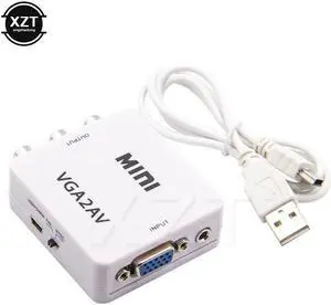 to AV Mini Converter Scaler Adapter Support 1080P 2AV Converter PC to TV HD Computer to TV Wholesale