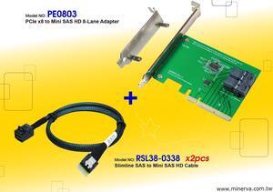 PCIe x8 Gen3 to Mini SAS HD (SFF-8643) 8-Lane Adapter with Mini SAS HD to Slimline SAS Cable x2 pcs KIT