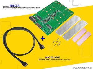 PD803A - OCulink 8-Lane (SFF-8612 8i) to M.2 NVMe SSD for Tri-Mode HBA 9400-8i with Mini SAS HD 8-Lane (SFF-8643 8x) to OCulink 8-Lane Cable KIT