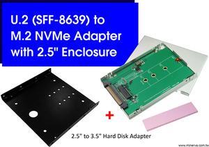 U.2 (SFF-8639) to M.2 NVMe SSD Adapter with 2.5" Enclosure & 3.5" Hard Disk Adapter KIT