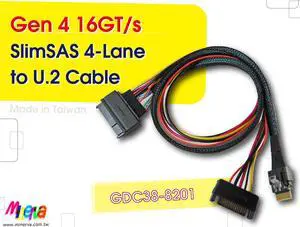 PCIe Gen 4 16 GT/s SlimSAS 4i to U.2 (SFF-8639) Cable / 50cm