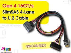 PCIe Gen 4 16 GT/s SFF-8654 4i to U.2 (SFF-8639) Cable / 50cm