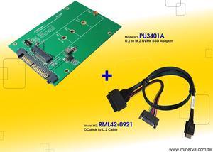 U.2 (SFF-8639) to M.2 NVMe SSD Converter with U.2 (SFF-8639) to OCulink (SFF-8611) Cable