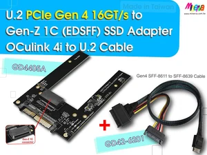 U.2 PCIe 4.0 to EDSFF (Gen-Z) 1C Adapter for SFF-TA-1006 Form Factor & PCIe Gen4 OCulink 4i (SFF-8611) to U.2 (SFF-8639) Cable KIT U.2 PCIe 4.0 to EDSFF (Gen-Z) 1C Adapter for SFF-TA-1006 Form Factor & PCIe Gen4 OCulink 4i (SFF-8611) to U.2 (SFF-8639) Cable KIT
