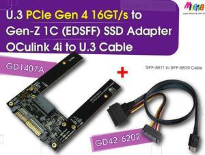 U.3 PCIe 4.0 to EDSFF (Gen-Z) 1C Adapter for SFF-TA-1006 Form Factor & OCulink 4i (SFF-8611) to U.3 (SFF-8639) Cable/50cm KIT