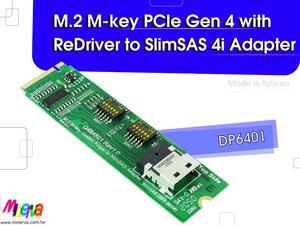 M.2 M-key PCIe Gen 4 with ReDriver for SFF-8654 4i Adapter