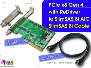 PCIe x8 Gen 4 with ReDriver to SlimSAS 8i +SlimSAS 8i cable,50cm KIT for AMD EPYC 7002 Series PCIe x8 Gen 4 with ReDriver to SlimSAS 8i +SlimSAS 8i cable,50cm KIT for AMD EPYC 7002 Series