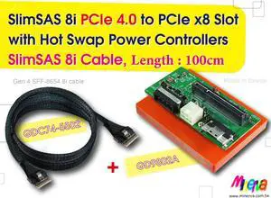 SlimSAS 8i to PCIe x8 Slot Gen 4 with Hot plug Power Protection + SlinSAS 8i cable, 100cm