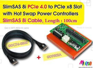 SFF-8654 8i to PCIe x8 Slot Gen 4 with Hot plug Power Protection + SFF-8654 8i cable,100cm