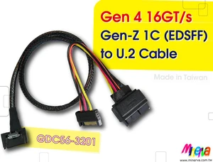 Gen-Z(EDSFF) 1C Male to U.2(SFF-8639)/PCIe Gen4 Cable, 50cm Gen-Z(EDSFF) 1C Male to U.2(SFF-8639)/PCIe Gen4 Cable, 50cm