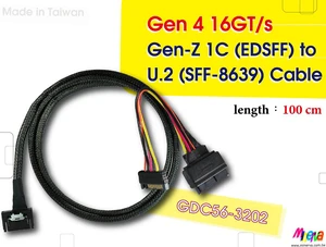 SFF-TA-1020 (EDSFF) 1C Male to U.2 (SFF-8639) / PCIe Gen4 Cable, 100cm SFF-TA-1020 (EDSFF) 1C Male to U.2 (SFF-8639) / PCIe Gen4 Cable, 100cm