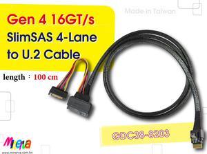 SFF-8654 4i to U.2 (SFF-8639) /PCIe Gen4 Cable, 100cm