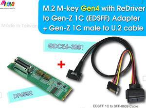M.2 PCIe Gen 4 with ReDriver to Gen-Z 1C & Gen-Z 1C to U.2 (SFF-8639) Cable/50cm KIT