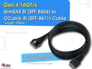 PCIe 4.0 SlimSAS 8i to OCulink 8i Cable, 100cm for Intel ICE LAKE/Whitley