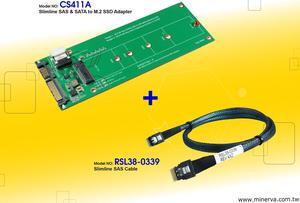 Innocard Slimline SAS & SATA to M.2 SSD Adapter with Slimline SAS to Slimline SAS Cable
