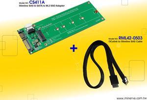Innocard Slimline SAS & SATA to M.2 SSD Adapter with Slimline SAS to OCulink Cable
