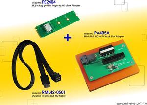 Innocard M.2 M-key to OCulink Adapter with U.2 to OCulink Cable with Mini SAS HD to PCIe x4 slot Adapter KIT